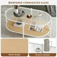 thumbnail image 3 of EDTara Oval Coffee Table With 2 Tiers, Tempered Glass Surface, Rattan Storage, and Durable Metal Frame for Apartment, 3 of 8