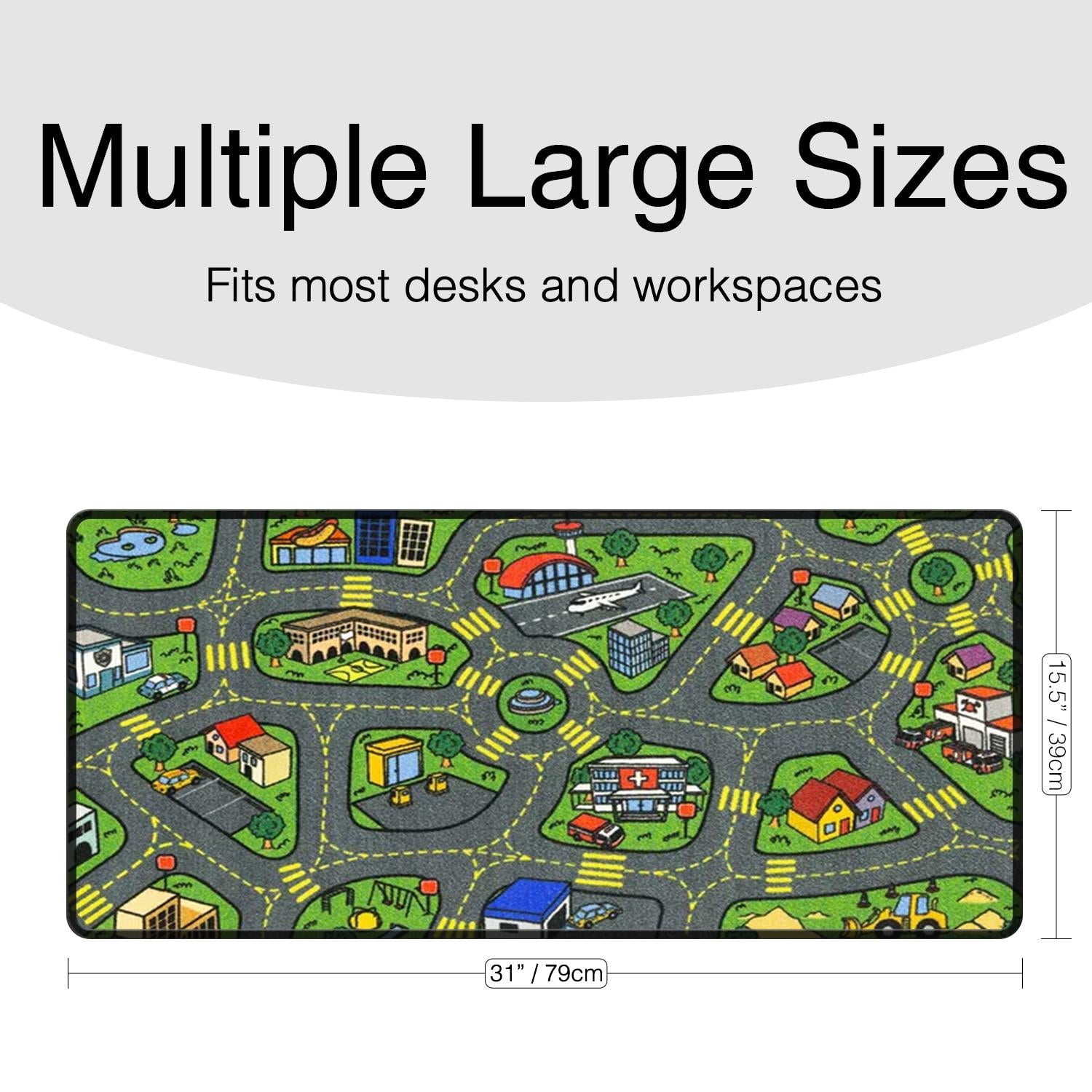 Large Gaming Mouse Pad with Colorful City Map Design, Nostalgic City Rug Design, Desk Mat for Keyboard & Mouse, Anti-Slip Surface