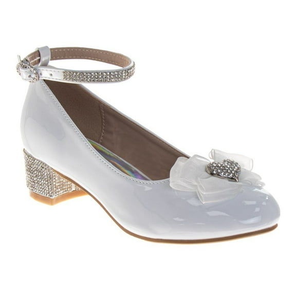 Badgley Mischka Dress Shoes Girls, Elegant Sparkle formal Occasion Fashion forward Comfort Fit (Little Kid Big Kid), White Patent, Size: 13