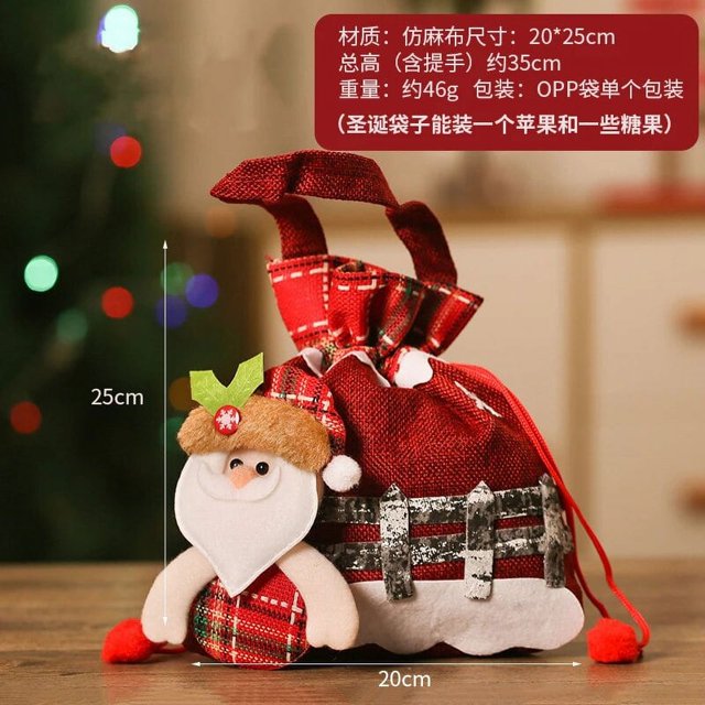 Bolsa de regalo de Navidad rosa, bolsa de manzana portátil, bolsa de dulces de Navidad, caja de embalaje de frutas de Noel, bolsa de regalo creativa de Navidad