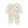 thumbnail image 4 of Baby Boys Girls Romper Long Sleeve Wrap Feet Autumn Winter Zipper Baby Onesie Boys Flower Printing Baby Suit,Size 3 Months-6 Months, 4 of 8