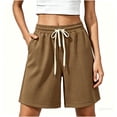 thumbnail image 6 of Feancey Womens Lounge Pajama Shorts Waffle Knit Loose Wide Leg Shorts Drawstring Elastic Waist Sleep Short Pants Summer Shorts Coffee XXL, 6 of 7
