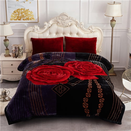 Black Purple-Red Floral
