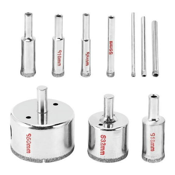 10Pcs Diamond 3-50mm Drill Bit Saw Set Tile Ceramic Glass Cutter