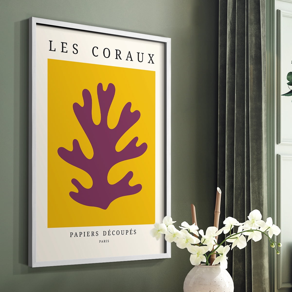 Matisse CCCLXX in White Solid Wood 11 x 14 Framed Print