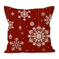 thumbnail image 2 of Yhmxh Fundas de cojín navideñas con fondo rojo y diseños de copos de nieve., 2 of 5