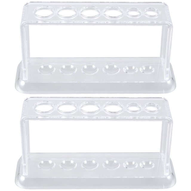 CIMAXIC Transparent Plastic Test Tube Rack for Storage Use with Durable Quality and Multiple Holes 2PCS,6.3"X3.35"X1.97"