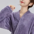 thumbnail image 6 of ZHUGeLI Robes for Women's double sided thick Robe with pocket Autumn/Winter flannel long sleeve solid color can be worn outside the home robe nightgown, 6 of 6