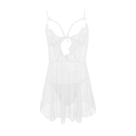 CZSCPDAW Womens Nightgown Sexy Sleepwear V Neck Sleepshirt Plus Size Sexy Mesh Sheer Nightgown For Women Strap Lingerie Hollow Out Sleepwear Seductive Homewear