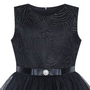 Sunny Fashion Flower Girl Dress Black Wedding Party Bridesmaid Dress 10 Years