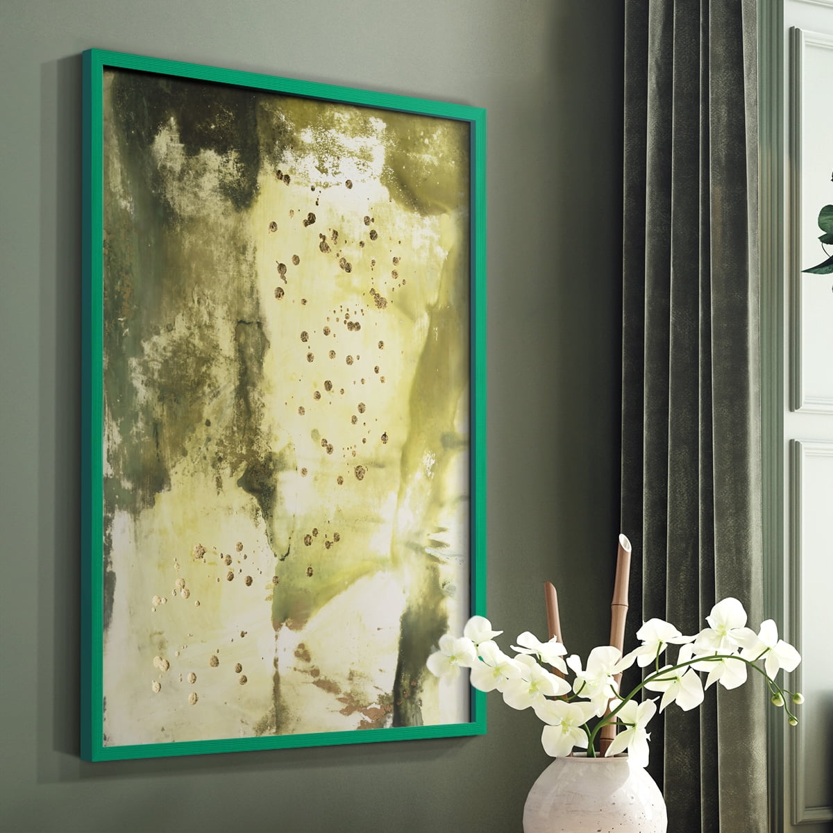 Canyon Diptych II Framed Print in Green Solid Wood Framed Print No Nail Hanging