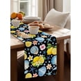 thumbnail image 4 of Summer Beach Table Runner, Ocean Starfish Shell Coastal Conch Lemon Flowers Black Cotton Linen Kitchen Table Decoration Washable Dining Tabletop Runners for Home Party Decor 13x72 Inches, 4 of 9