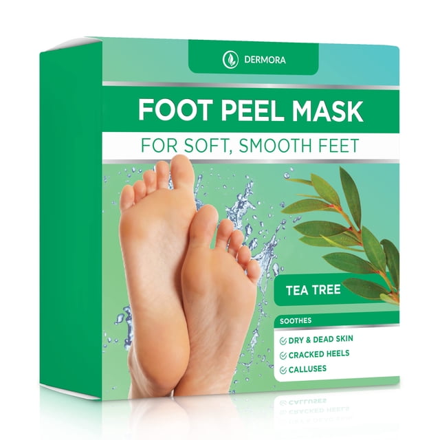 Máscara exfoliante para pies DERMORA, removedor de callos para la piel, paquete de 2