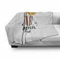 thumbnail image 3 of Movie Theater Soft Flannel Fleece Throw Blanket, Sketch Design Cinema Snack US Fast Food Pop Corn Art, Cozy Plush for Indoor and Outdoor Use, 70" x 90", Charcoal Grey Vermilion, by Ambesonne, 3 of 6