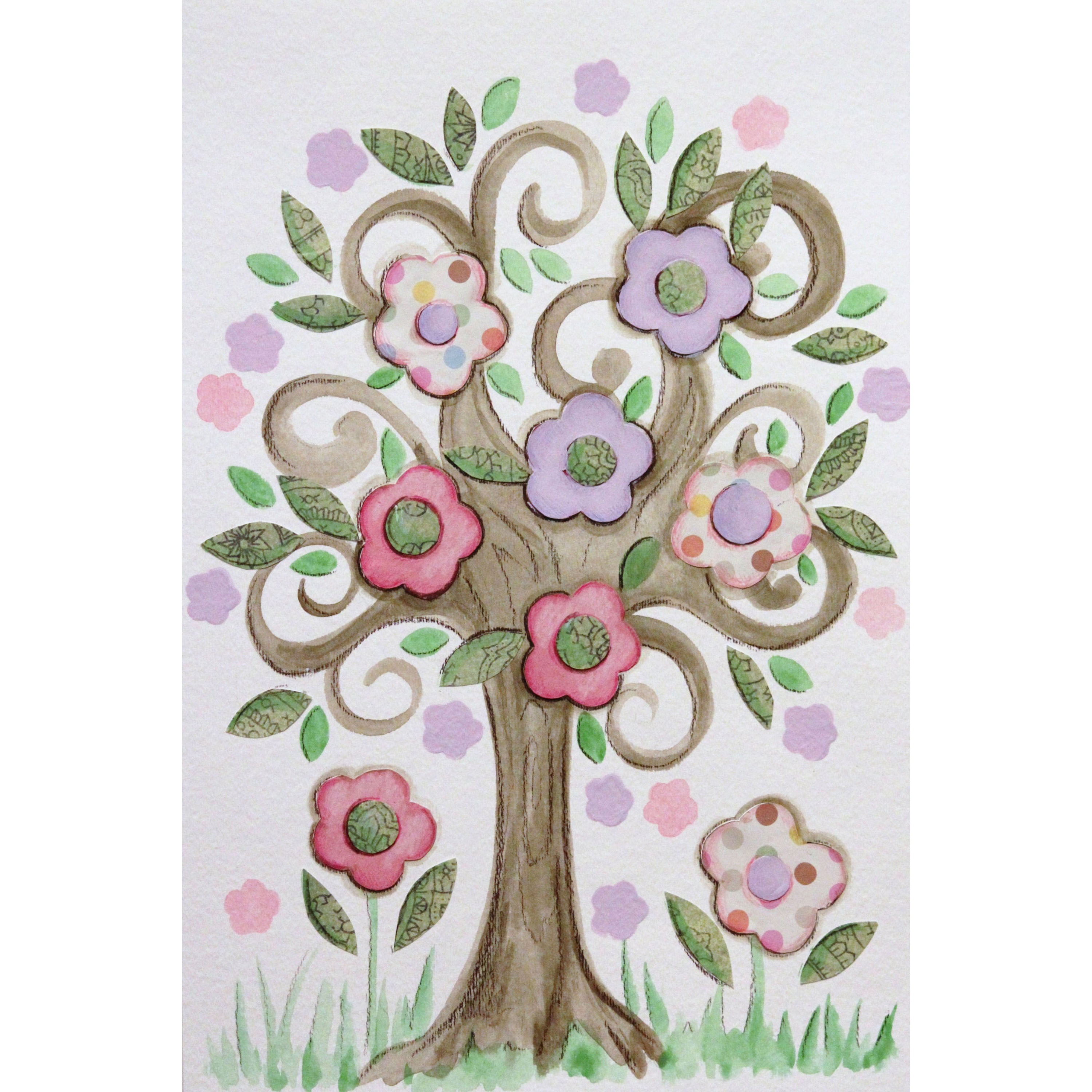 Marmont Hill "Collage Tree" by Reesa Qualia Painting Print on Wrapped Canvas