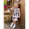 thumbnail image 5 of Cenuakty 2Pcs Toddler 12M-5T Girls Birthday Outfits Sleeveless Western Cow Print Tops and Elastic Waist Shorts Set, 5 of 9
