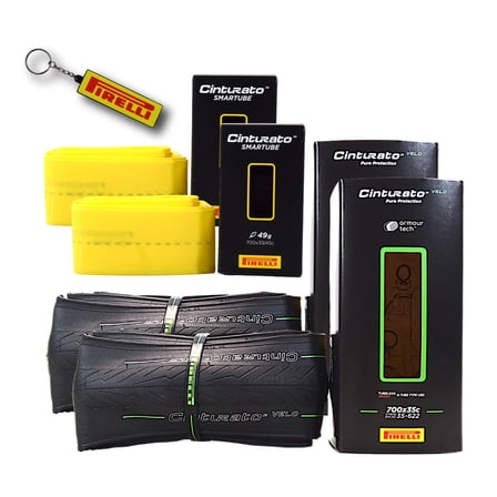 Pirelli Cinturato Velo TLR Bicycle Tire 35-622 (700x35c)   SmarTUBE 33/45-622 Presta 60mm - 2 Pack