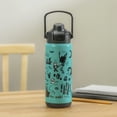 thumbnail image 4 of Zak Designs 20oz Kids Straw Water Bottle, Stainless Steel Vacuum Insulated Liberty Bottle with Easy-Open Locking Spout Cover for Travel, Built in Carry Handle, Nightmare Before Christmas, 4 of 8