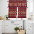thumbnail image 3 of Abstract Stripes Kitchen Curtains Valances and Tiers Set of 3 Red Yellow Aztec Native Tribal Stripes Geometric Tier Curtains and Valance with Rod Pocket for Small Windows, 27.5"x36", 3 of 9