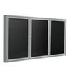 Ghent 48"x96" 3-Door Silver Aluminum Frame Fabric Letterboard - Black