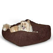 Angle View: K&H Pet Products Cuddle Cube Pet Bed, Mocha, Medium/28" x 28"