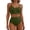Blackish Green, variant on Swimwear Women'S Bikini V Neck Cutout Swimsuit High Waist Textured Pleated Swimsuit Black M