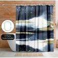 thumbnail image 4 of Americanflat 71" x 74" Shower Curtain, Abstract Navy Gold by Lisa Nohren, 4 of 7