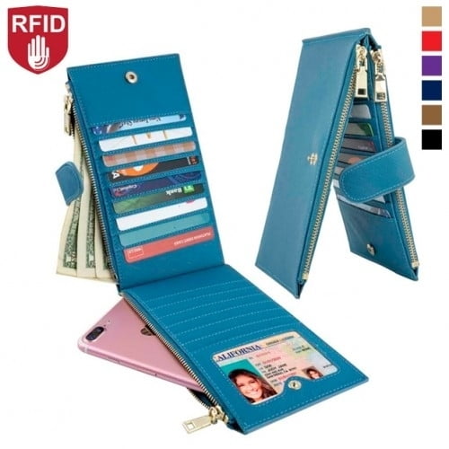 RFID Blocking Bifold Multi Card Case Wallet- Genuine Leather - Walmart.com
