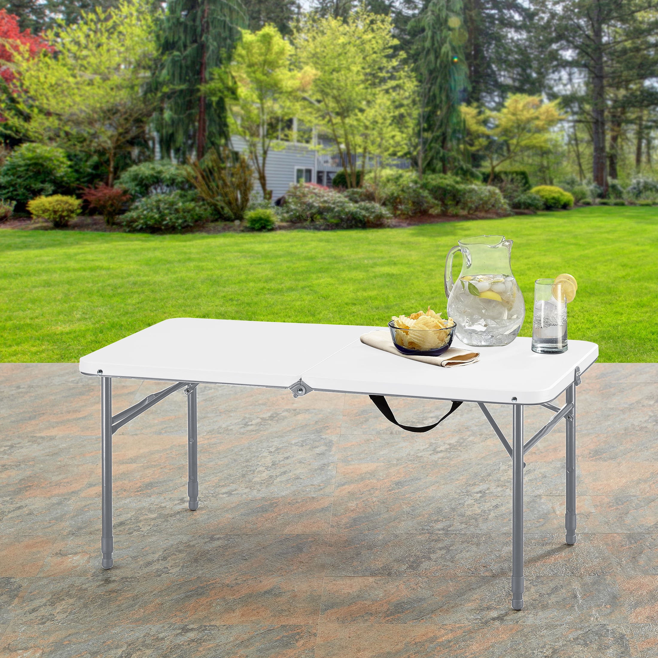 Mainstays 40" Adjustable Height Centerfold Folding Table, White