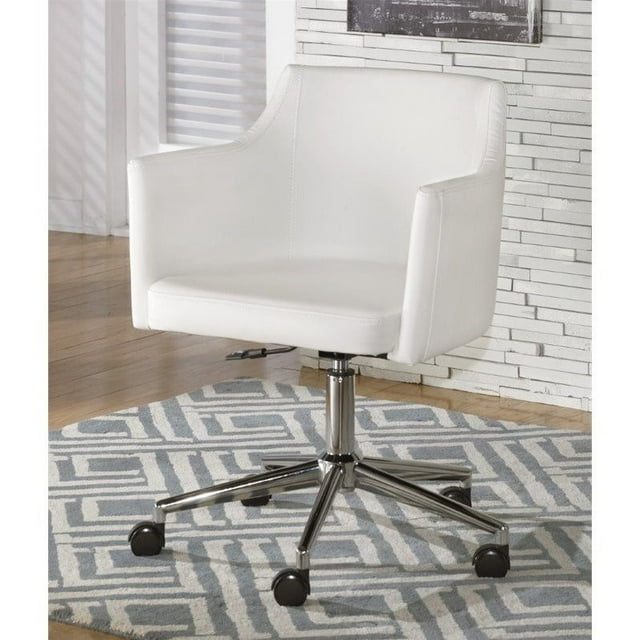 Ashley Baraga Chaise de Bureau Pivotante Réglable en Faux Cuir Blanc