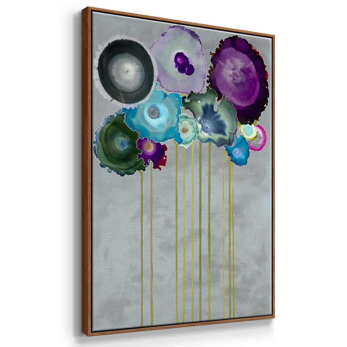 Silver Bouquet Framed Premium Gallery Wrapped Canvas - Ready to Hang - 25 x 37 - Walnut Floating Frame