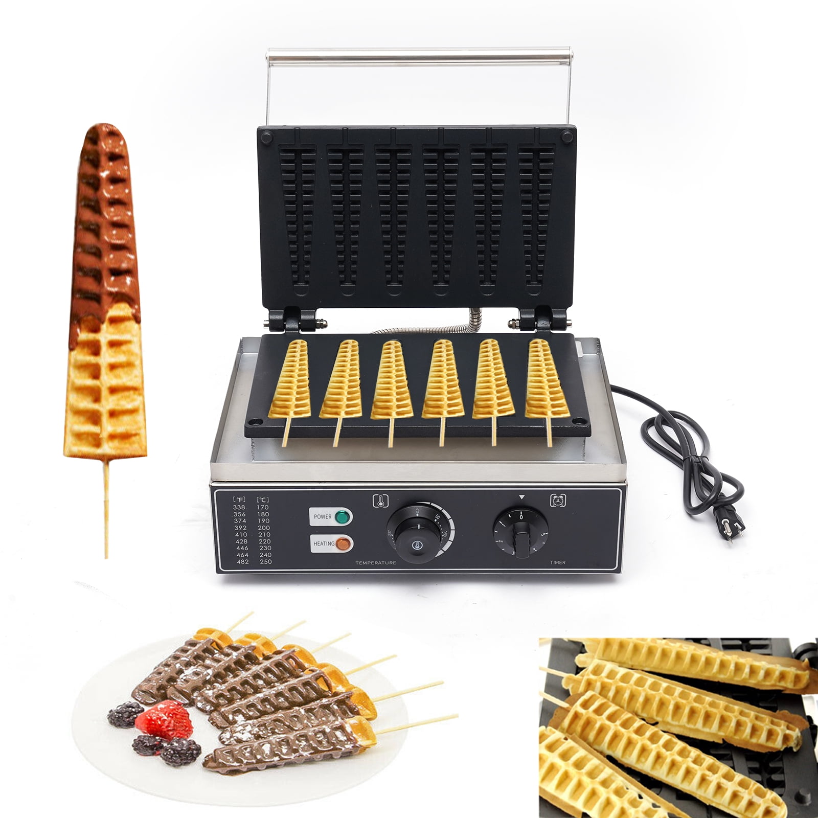 6-Cavity Waffle Maker – Non-Stick, Adjustable Temperature & Timer, 1550W Power, Stainless Steel Construction – Perfect for Homemade Crispy Stick Waffles, Easy to Clean, Ideal Gift