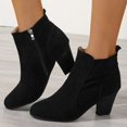 thumbnail image 2 of Botines de tacón cuadrado de cristal a la moda Mujer Otoño Invierno punta redonda Botas de tacón negro para Mujer Botas cortas Mujer35 Gao Jinjia LED, 2 of 2