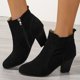 thumbnail image 2 of Botines de tacón cuadrado de cristal a la moda Mujer Otoño Invierno punta redonda Botas de tacón negro para Mujer Botas cortas Mujer37 Gao Jinjia LED, 2 of 2