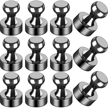 12Pcs Black Refrigerator Magnets Fridge Magnets,Small and Strong Magnets for Whiteboard, Strong Metal Magnets for Fridge, Whiteboard, Office, Classroom, Map, Kitchen