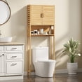 thumbnail image 2 of HOMCOM Over the Toilet Cabinet with Adjustable Shelf, Natural Wood Finish, 2 of 10