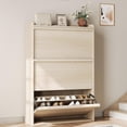 thumbnail image 3 of Shoe Cabinet with 3 Flip Drawers, Modern Shoe Storage for Entryway, Wooden Shoe Organizer Cabinet with Adjustable Shelf, Hidden Shoe Rack for Hallway, Living Room, Natural, 3 of 7