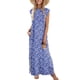 thumbnail image 1 of Vestido largo Zeagoo azul con estampado floral para mujer de algodón con bolsillos, 1 of 7