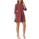 thumbnail image 2 of Vestido de camisa para mujer Inspire Chic con mangas 3/4, botones, mini vestido en burdeos, talla L, 2 of 5