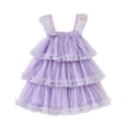 thumbnail image 2 of ZHOGXU Toddler Baby Girls Dress Sleeveless Spaghetti Strap Solid Color Mesh Layered Comfortable Fashion Summer Dresses For Casual Daily Wear,Purple,18-24 Months, 2 of 8