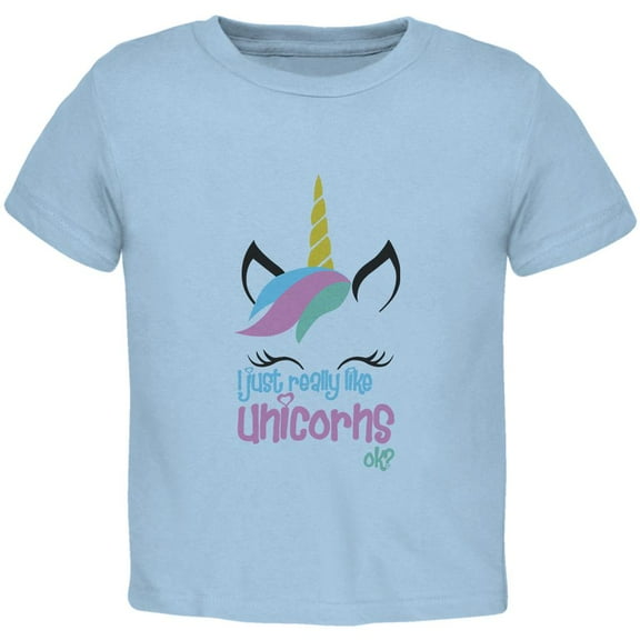 I Just Really Like Unicorns ok? Toddler T Shirt Light Blue Toddler Size 5/6