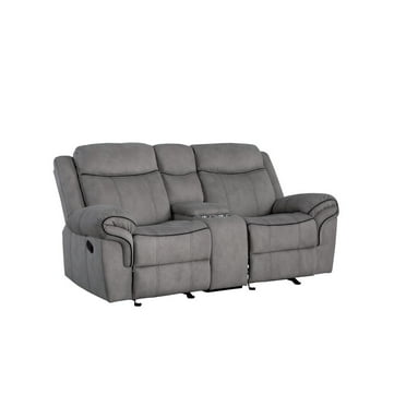Acme Furniture Loveseat w/USB Dock & Console (Glider & Motion), 2-Tone Gray Velvet 55026