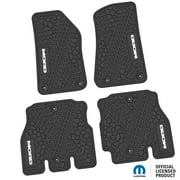 Jeep Floor Mats 18-24 Jeep Wrangler JLU 4 Dr 4 Piece Tire Tread/Scorched Earth Scene w/ MOAB Insert - Black w/ White Insert FlexTread