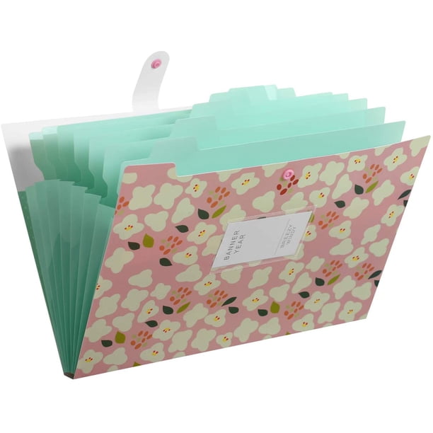 Carpeta de archivos expansible Carpeta de archivos expansible con estampado floral con 6 bolsillos Organizador de archivos de documentos de acordeón A4 Chaquetas de archivo de tamaño carta (rosa) Zhivalor WRJM-714-3