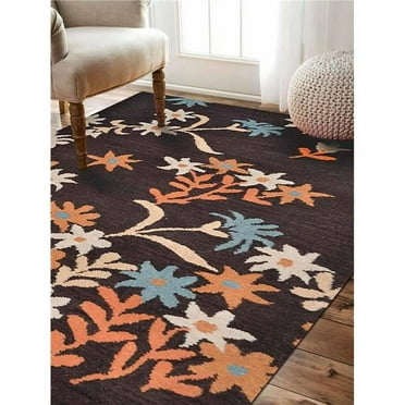 Glitzy Rugs UBSK00689T0004A16 Hand Tufted Wool 8 x 11 ft. Floral Area Rug, Brown