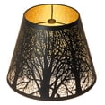 thumbnail image 4 of SWAIFDEE Metal Small Lamp Shade, Barrel Lampshade Etched Forest Pattern, Outer Black Inner Gold, 6" x 10" x 7.5", Spider Fitter, 4 of 11