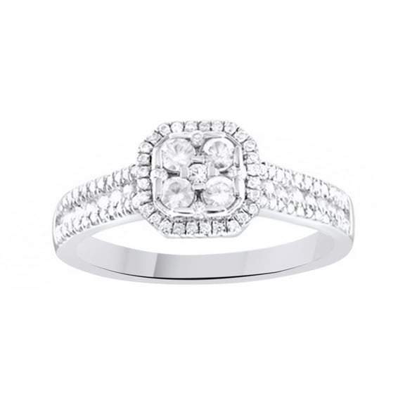 AFFY White Natural Diamond Fashion Ring In 10k White Gold (0.5 Cttw)