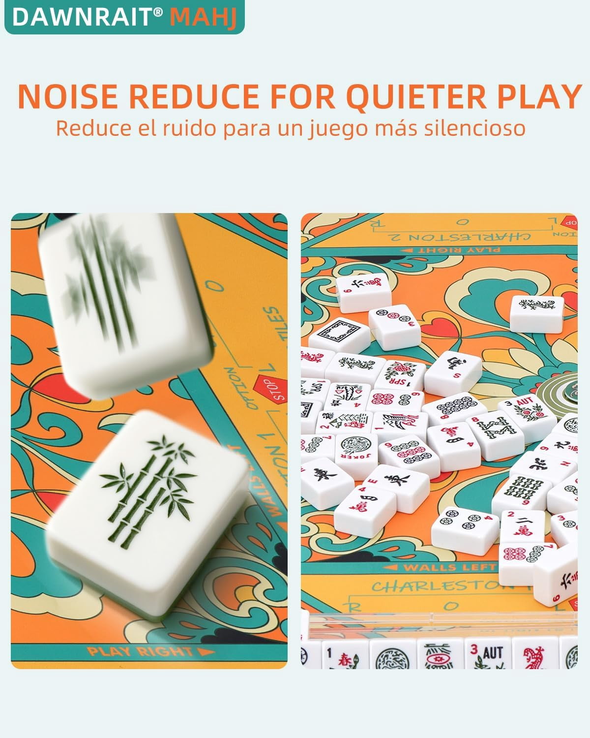® Aesthetic Mahjong Mat for Table with Rules:31.5" Noise Reduction & Non-Slip Neoprene American Mah Jong Tabletop Cloth Cover - Mah Jongg Accessories and Gifts for Beginner Lovers Party Travel