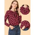 thumbnail image 2 of Unique Bargains Women's Ruffle Neck Long Sleeve Polka Dots Blouse Shirt, 2 of 6