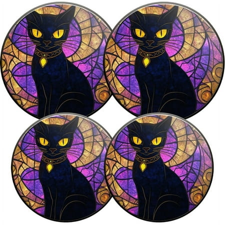 

Electric Stove Burner Covers Set of 4 Round Burner Cover 8 and 10 Inch Black_Cat_With_Yellow_Eyes